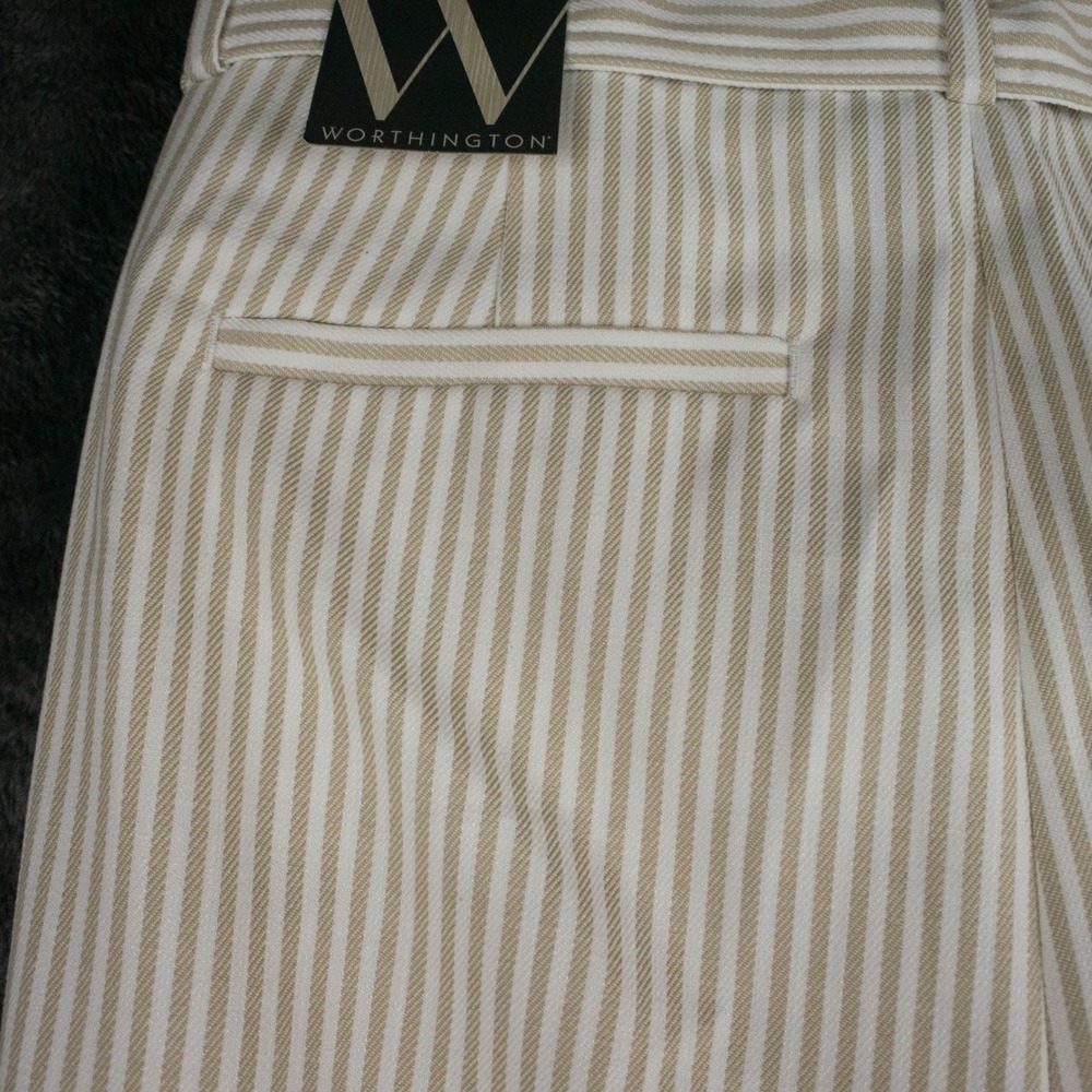 Worthington Womens 4‎ Wide Leg Striped High Rise Pants Tie Waist Academia Boho - Picture 10 of 12